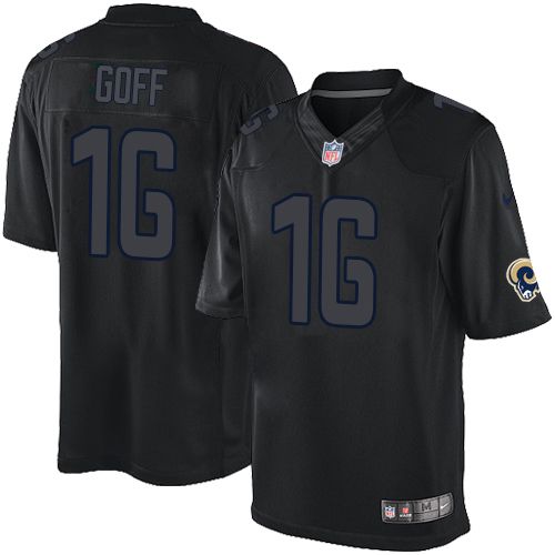 Los Angeles Rams #16 Jared Goff Black Men's Stitched Impact Limited Jersey Men's