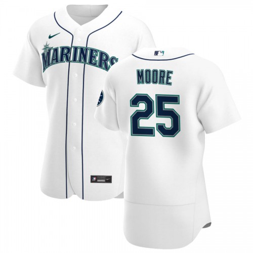 Seattle Seattle Mariners #25 Dylan Moore Men's White Home 2020 Authentic Player Jersey Men's