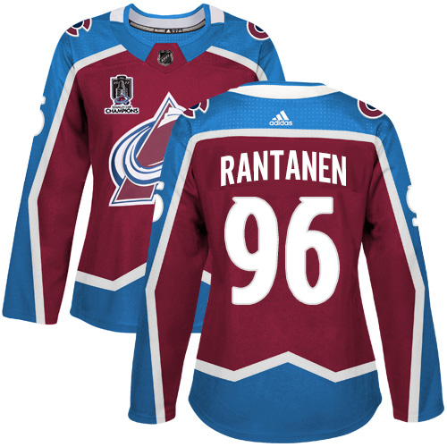Adidas Colorado Avalanche #96 Mikko Rantanen Burgundy Women's 2022 Stanley Cup Champions Burgundy Home Authentic Stitched Jersey Womens