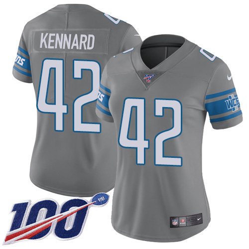 Detroit Lions #42 Devon Kennard Gray Women's Stitched Limited Rush 100th Season Jersey Womens