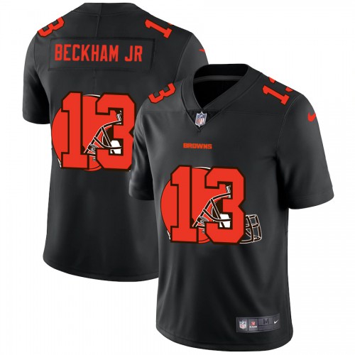 Cleveland Cleveland Browns #13 Odell Beckham Jr. Men's Team Logo Dual Overlap Limited Jersey Black Men's