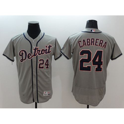 Detroit Tigers #24 Miguel Cabrera Grey Flexbase Authentic Collection Stitched Jersey Men's
