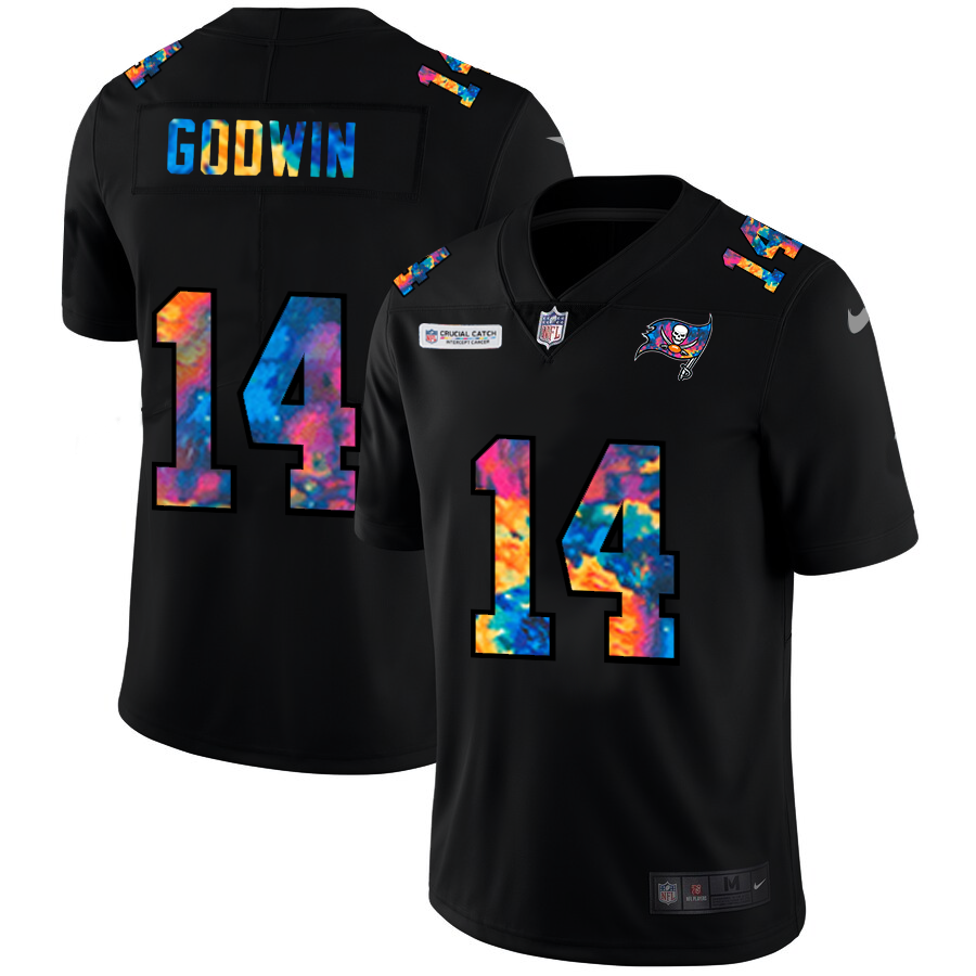 Tampa Bay Buccaneers #14 Chris Godwin Men's Multi-Color Black 2020 Crucial Catch Vapor Untouchable Limited Jersey