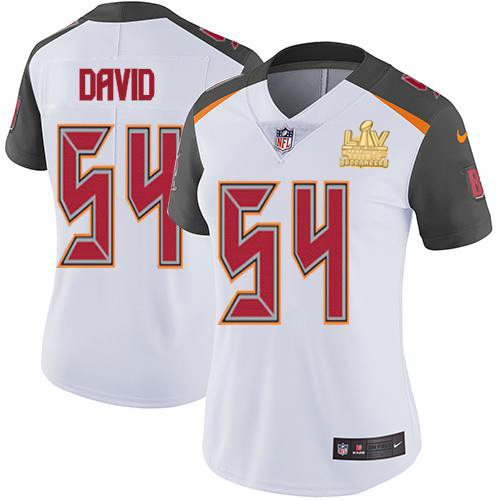 Buccaneers #54 Lavonte David White Women's Super Bowl LV Champions Patch Stitched Vapor Untouchable Limited Jersey