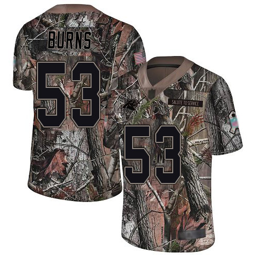 Panthers #53 Brian Burns Camo Youth Stitched Limited Rush Realtree Jersey