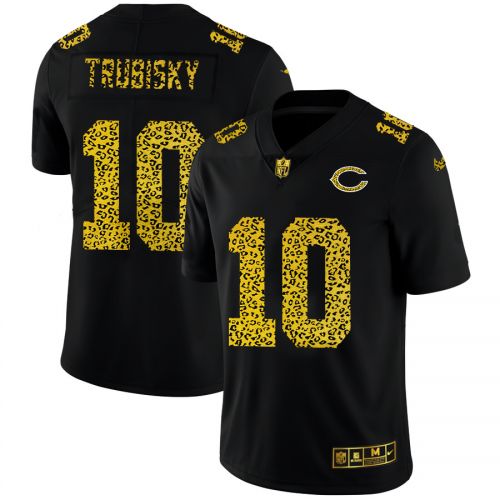 Chicago Chicago Bears #10 Mitchell Trubisky Men's Leopard Print Fashion Vapor Limited Jersey Black Men's
