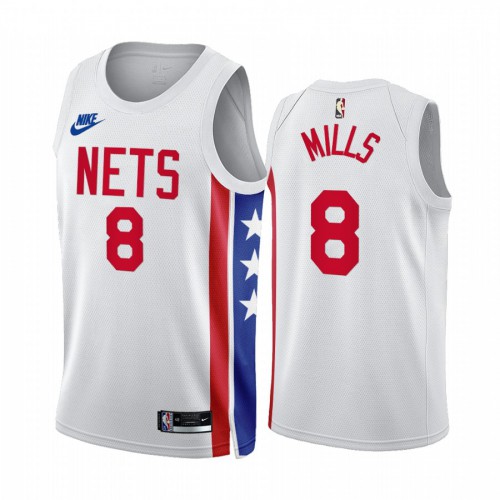 Brooklyn Nets #8 Patty Mills White 2022-23 Mens Classic Edition Jersey Mens