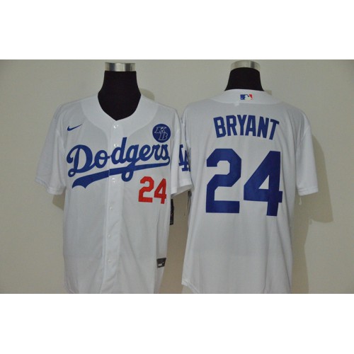 Los Angeles Los Angeles Dodgers #24 Kobe Bryant Men??s White Cool Base KB Patch Jersey Men's