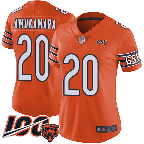 Chicago Bears #20 Prince Amukamara Orange Women's Stitched Limited Rush 100th Season Jersey Womens