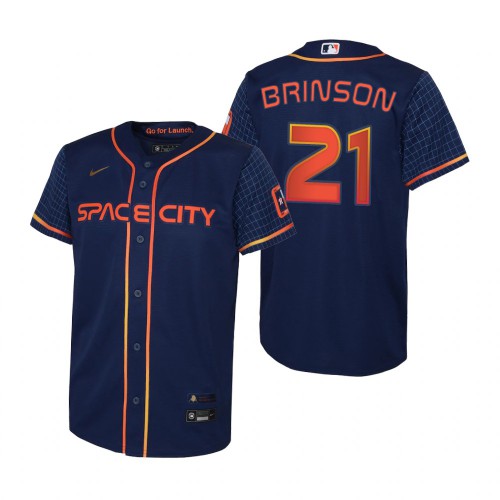 Houston Houston Astros #21 Lewis Brinson Navy Youth 2022 City Connect Replica Jersey Youth