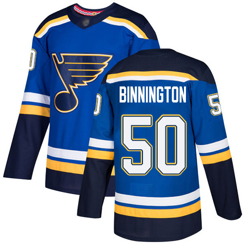 Adidas St. Louis Blues #50 Jordan Binnington Blue Home Authentic Stitched Jersey Men's