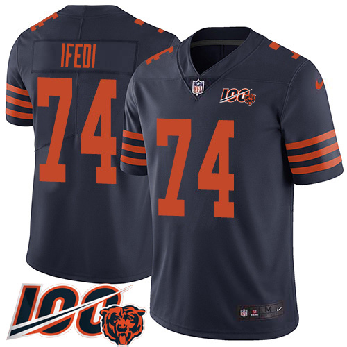 Chicago Bears #74 Germain Ifedi Navy Blue Alternate Youth Stitched 100th Season Vapor Untouchable Limited Jersey Youth