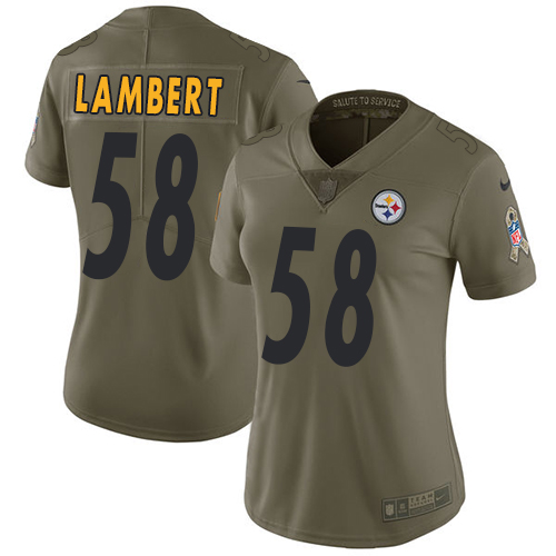 Pittsburgh Steelers #58 Jack Lambert Olive Women's Stitched Limited 2017 Salute to Service Jersey Womens