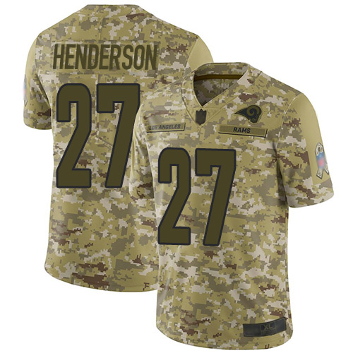 Los Angeles Rams #27 Darrell Henderson Camo Men's Stitched Limited 2018 Salute To Service Jersey Men's