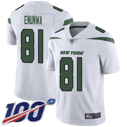 New York Jets #81 Quincy Enunwa White Men's Stitched 100th Season Vapor Limited Jersey Men's