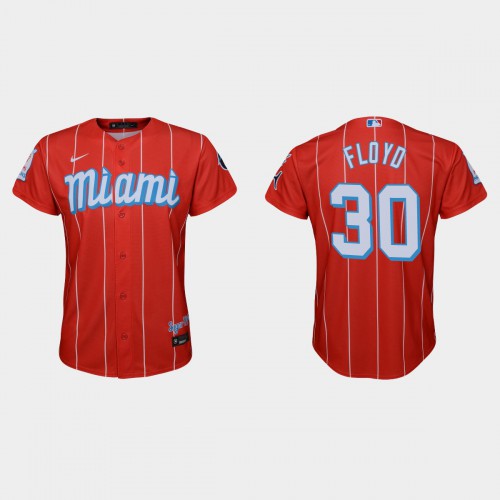 Miami Miami Marlins #30 Cliff Floyd Youth 2021 City Connect Authentic Jersey Red Youth