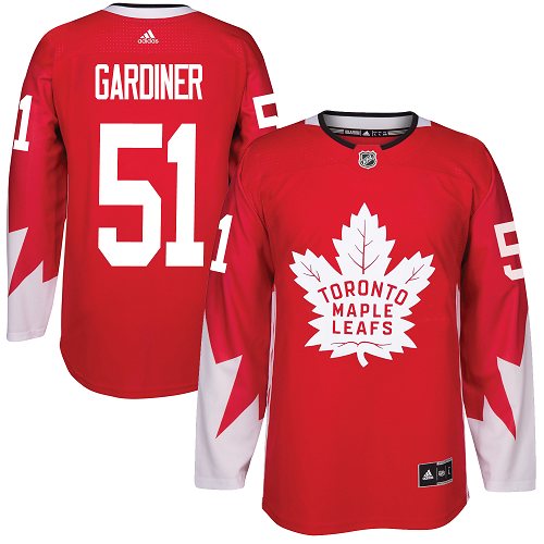 Adidas Maple Toronto Maple Leafs #51 Jake Gardiner Red Team Canada Authentic Stitched Jersey Men's