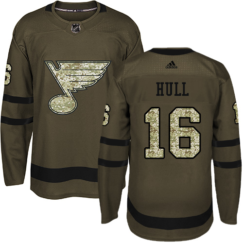 Adidas St. Louis Blues #16 Brett Hull Green Salute to Service Stitched Jersey Men's