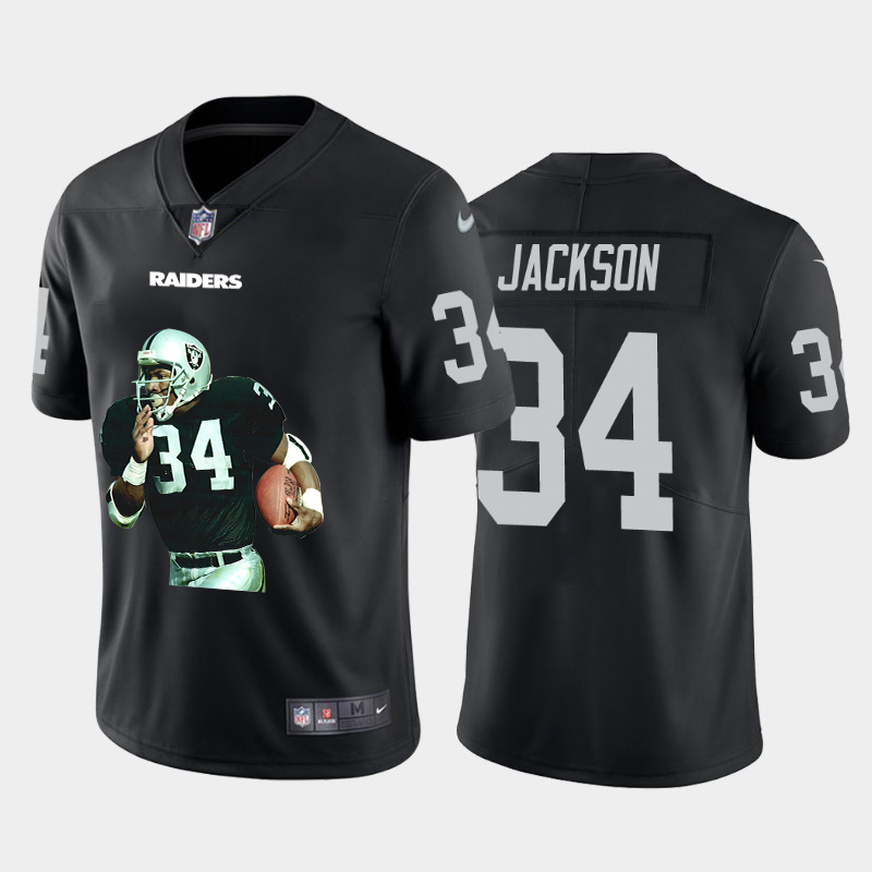 Las Vegas Raiders #34 Bo Jackson Men's Player Signature Moves Vapor Limited Jersey Black