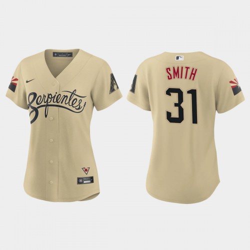 Arizona Arizona Diamondbacks #31 Caleb Smith Women's 2021 City Connect Jersey Gold Womens