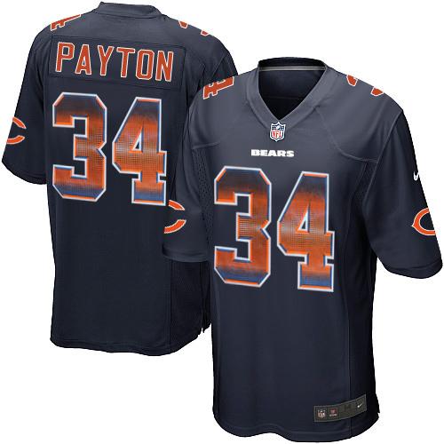 Bears #34 Walter Payton Navy Blue Team Color Men's Stitched Limited Strobe Jersey