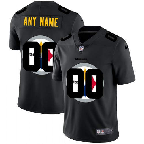 Pittsburgh Steelers Custom Men's Team Logo Dual Overlap Limited Jersey Black