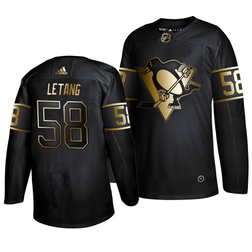 Adidas Pittsburgh Penguins #58 Kris Letang Men's 2019 Black Golden Edition Authentic Stitched Jersey Men's