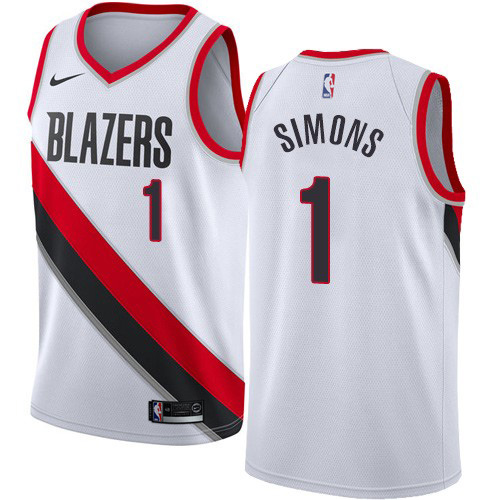 Portland Trail Blazers #1 Anfernee Simons White Youth Swingman Association Edition Jersey Youth