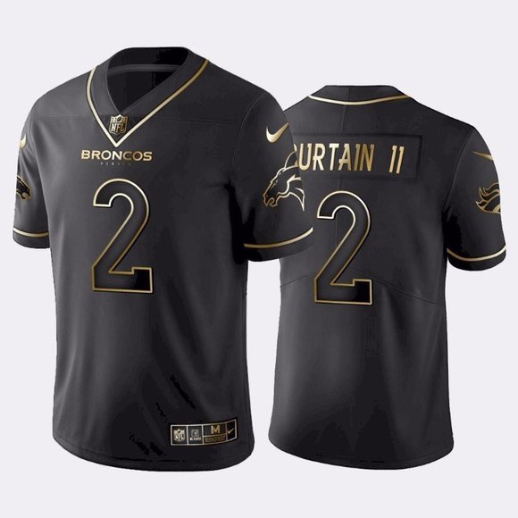Denver Broncos #2 Patrick Surtain II Men's Black Golden Limited 100 Jersey