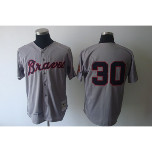 Mitchell And Ness 1969 Atlanta Braves #30 Orlando Cepeda Grey Stitched Jersey Men's