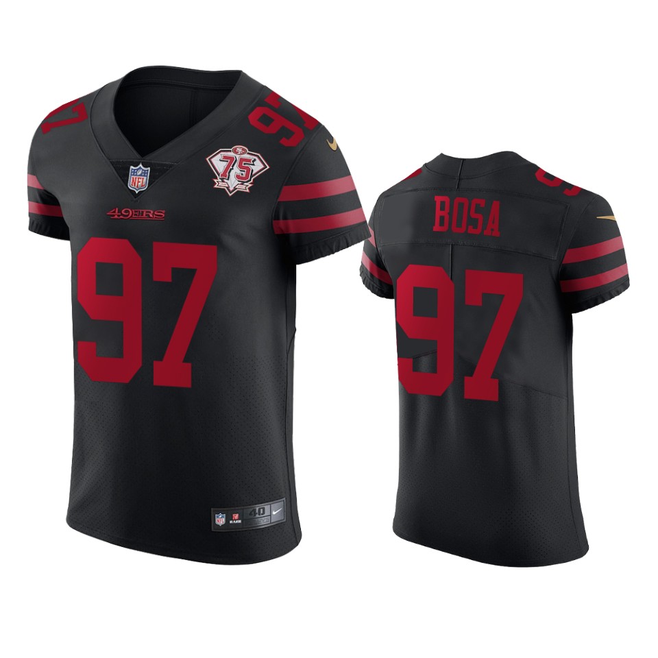 49ers #97 Nick Bosa Black Alternate Men's 75th Anniversary Stitched Vapor Untouchable Elite Jersey