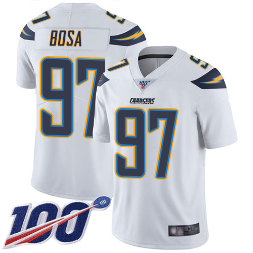 Chargers #97 Joey Bosa White Youth Stitched 100th Season Vapor Limited Jersey