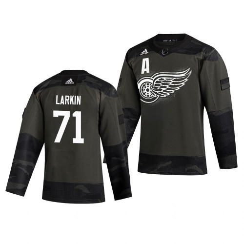 Detroit Detroit Red Wings #71 Dylan Larkin Adidas 2019 Veterans Day Men's Authentic Practice Jersey Camo Men's