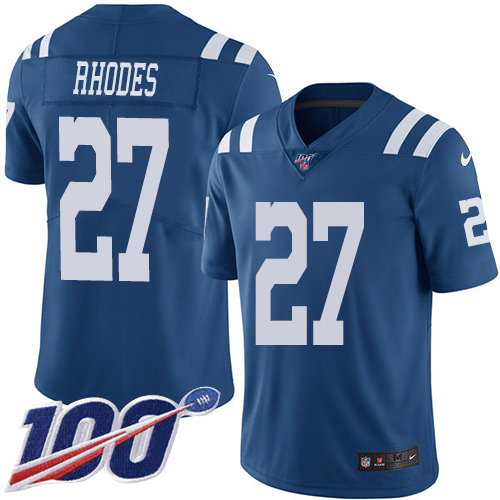 Indianapolis Colts #27 Xavier Rhodes Royal Blue Men's Stitched Limited Rush 100th Season Jersey Men's