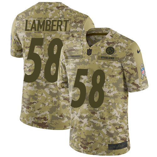 Pittsburgh Steelers #58 Jack Lambert Camo Men's Stitched Limited 2018 Salute To Service Jersey Men's