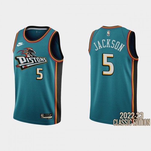 Detroit Detroit Pistons #5 Frank Jackson Teal Mens 2022-23 Classic Edition Jersey Mens