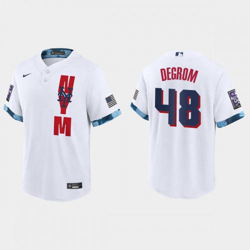 New York New York Mets #48 Jacob deGrom 2021 All Star Game Fan's Version White Jersey Men's