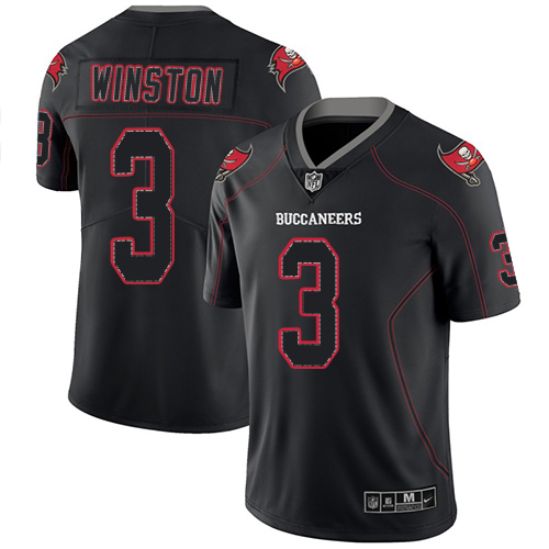 Tampa Bay Buccaneers #3 Jameis Winston Lights Out Black Men's Stitched Limited Rush Jersey Men's
