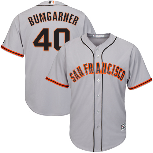 San Francisco Giants #40 Madison Bumgarner Grey Road Cool Base Stitched Youth Jersey Youth