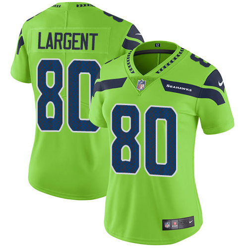 Seahawks #80 Steve Largent Green Women's Stitched Limited Rush Jersey