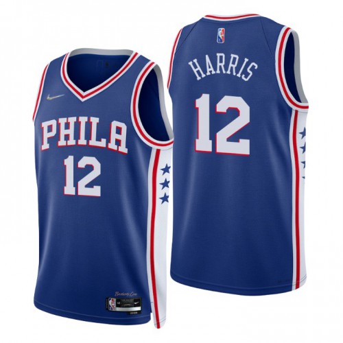 Philadelphia 76ers #12 Tobias Harris Royal Mens 2021-22 75th Anniversary Diamond Swingman Jersey - Icon Edition Mens