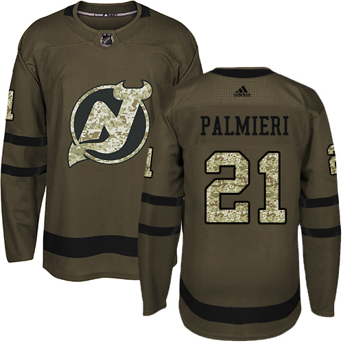 Adidas New Jersey Devils #21 Kyle Palmieri Green Salute to Service Stitched Youth Jersey Youth