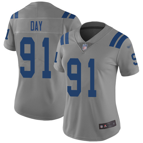 Indianapolis Colts #91 Sheldon Day Gray Women's Stitched Limited Inverted Legend Jersey Womens