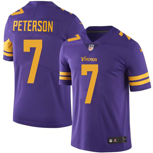 Minnesota Vikings #7 Patrick Peterson Purple Youth Stitched Limited Rush Jersey Youth