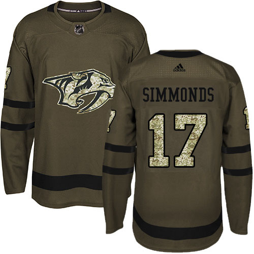 Adidas Nashville Predators #17 Wayne Simmonds Green Salute To Service Stitched Jersey Men's