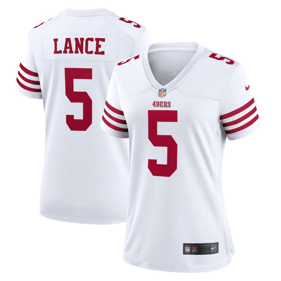 San Francisco 49ers #5 Trey Lance Scarlet Women's 2022-23 Game Jersey