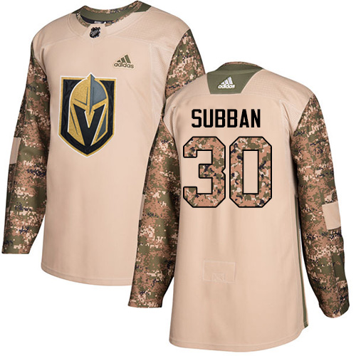 Adidas Golden Vegas Golden Knights #30 Malcolm Subban Camo Authentic 2017 Veterans Day Stitched Jersey Men's