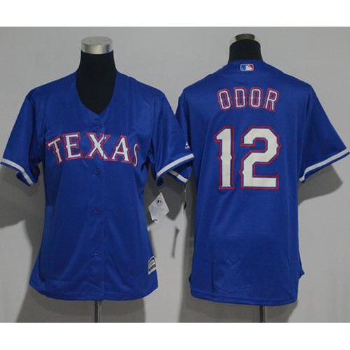 Texas Rangers #12 Rougned Odor Blue Alternate Women's Stitched Jersey Womens