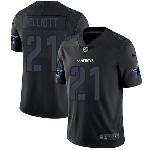 Cowboys #21 Ezekiel Elliott Black Men's Stitched Limited Rush Impact Jersey