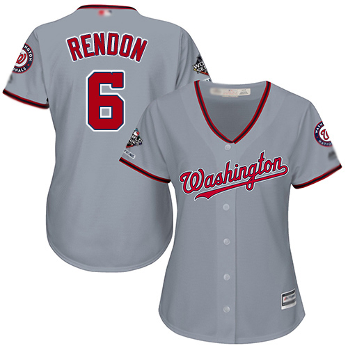 Washington Nationals #6 Anthony Rendon Grey Road 2019 World Series Champions Women's Stitched Jersey Womens